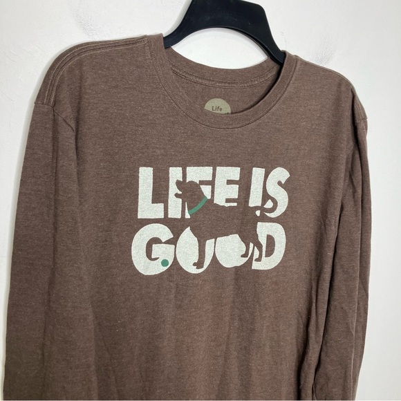 Life is good crusher tee long sleeve classic fit dog unisex size large brown - Picture 2 of 7